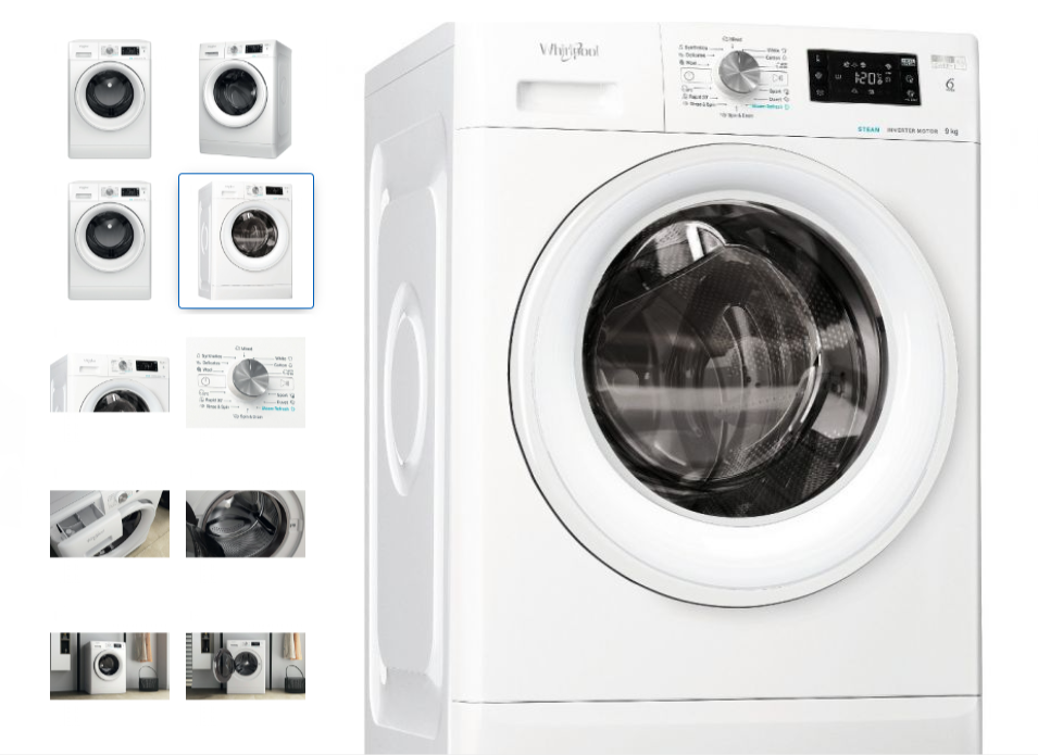 Mașina de spălat rufe Whirlpool FFB 9458 WV EE, 1400 RPM, 9 Kg, Fresh Care+, Motor Inverter, Clasa B