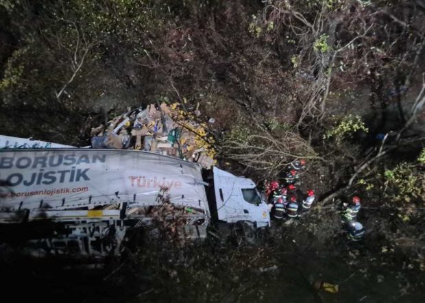 Un TIR a căzut de la 50 de metri, în zona unui viaduct, între Orşova şi Porţile de Fier I. Şoferul a murit