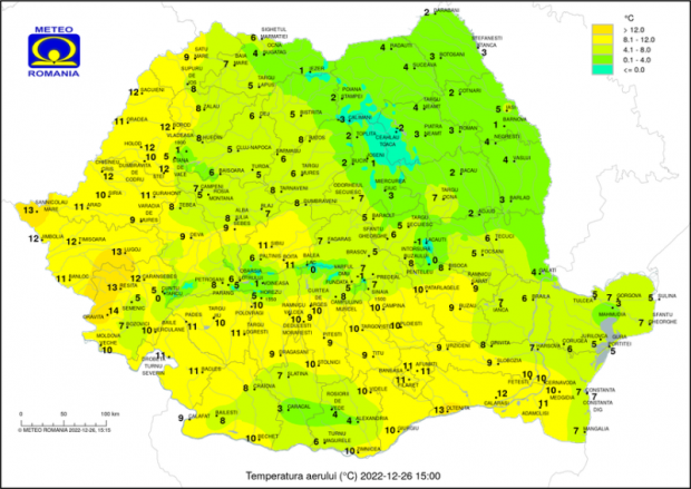 Vremea se încălzește ușor în toată țara până pe 1 ianuarie. Prognoza meteo pentru ultima săptămână din 2022 și prima din ianuarie 2023