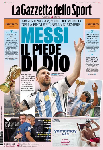 „Messi, piciorul lui Dumnezeu”. Primele pagini ale ziarelor după triumful Argentinei în finala Cupei Mondiale