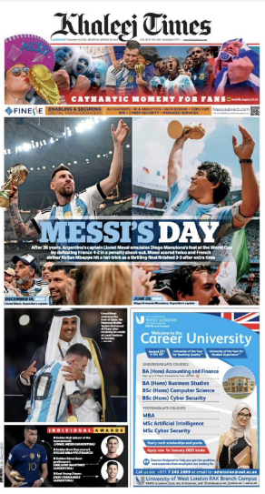 „Messi, piciorul lui Dumnezeu”. Primele pagini ale ziarelor după triumful Argentinei în finala Cupei Mondiale