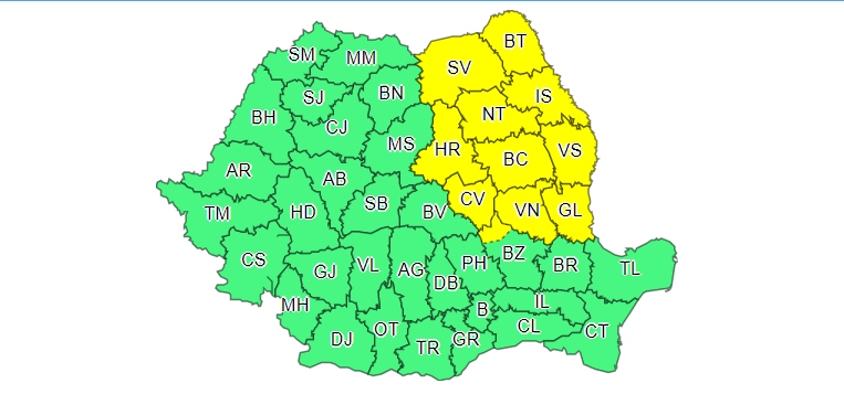 Prognoză specială pentru București, de Ziua Națională. Cod galben de polei în mai multe județe ale țării