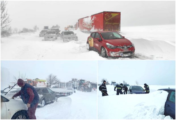 Circulația rutieră este blocată pe un tronson din A1, în județul Sibiu, din cauza zăpezii