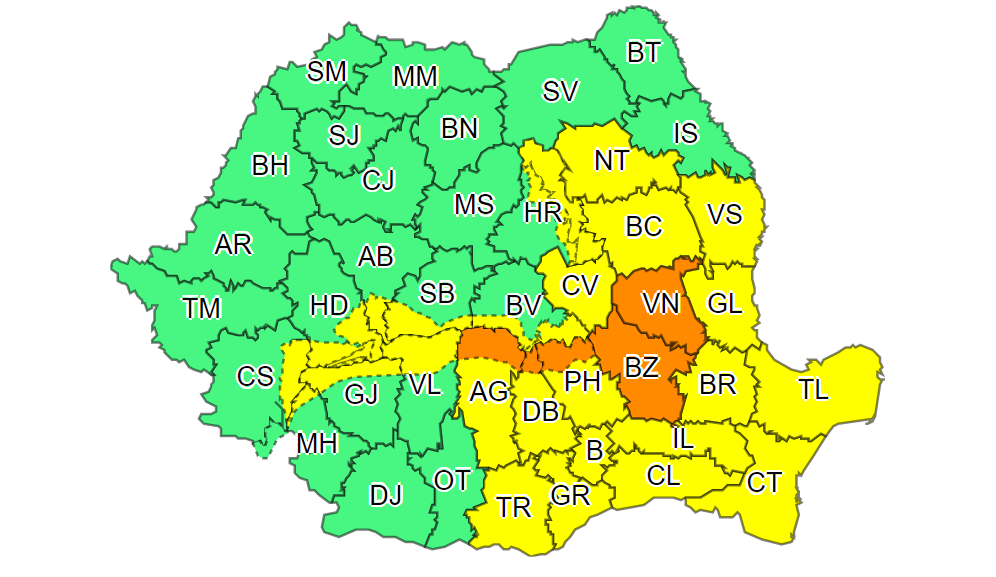 Cod portocaliu de ninsori și viscol pentru cinci județe, până duminică. Va ninge abundent și în București