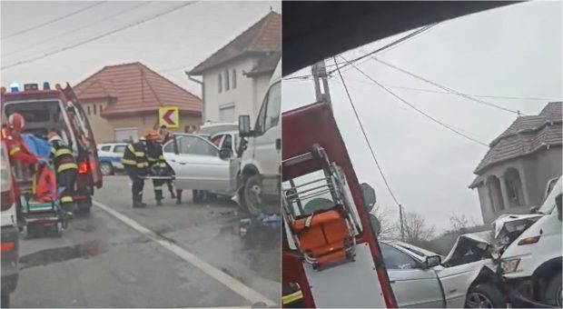 Accident în Bihor, în care a fost implicat un microbuz. 14 persoane au fost rănite | VIDEO
