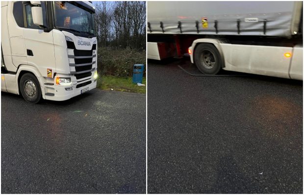 Șofer român de TIR prins când fura combustibil de la un coleg, tot român, a fugit cu furtunul atârnat de camion, în Anglia