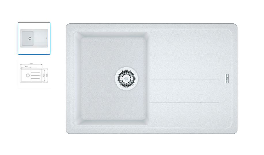 Chiuveta de bucătărie fragranite Franke BFG 611-78, 780 x 500 mm, Alb