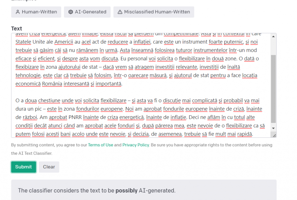 EXPERIMENT. Am pus Chat GPT să scrie un discurs pentru Iohannis, apoi am cerut Inteligenței Artificiale să verifice un discurs real al președintelui. Iată ce a rezultat