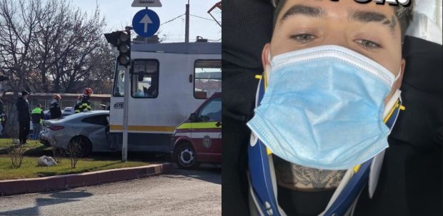 Lino Golden, accident grav în București. A avut nevoie de îngrijiri medicale, după ce mașina lui s-a ciocnit cu un tramvai