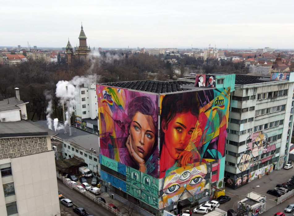 dm drogerie markt lansează cel mai mare mesh pictat din România, la Timișoara