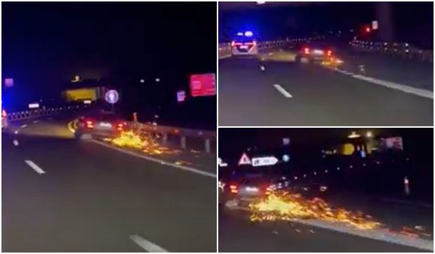 Un român a condus 33 de km fără o roată și fără un cauciuc și când mașina s-a oprit polițiștii l-au găsit nemișcat la volan, în Spania | VIDEO