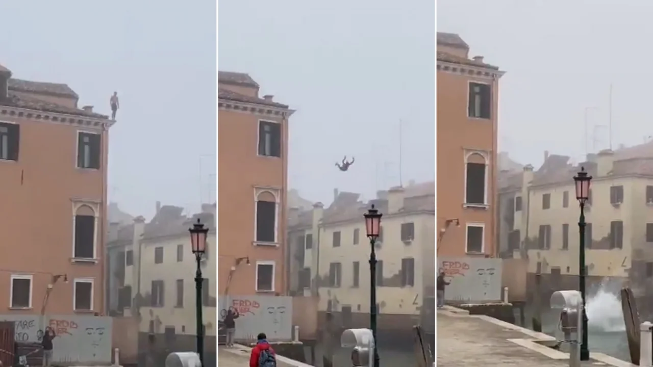 Le autorità italiane stanno cercando un uomo che si è gettato da un edificio di tre piani in un canale