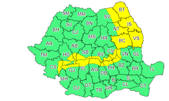 Cod galben de vânt puternic în mai multe județe din țară. Care sunt zonele vizate