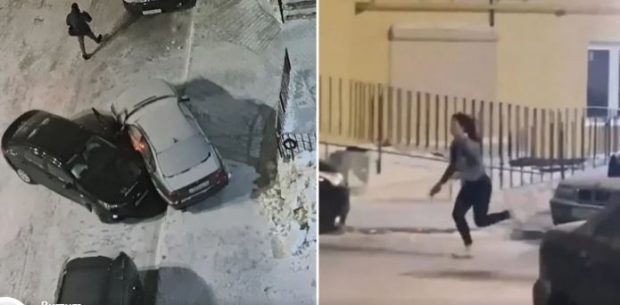 O șoferiță a lovit violent șapte mașini încercând să plece din parcare, apoi s-a dat jos de la volan și-a rupt-o la fugă, când a văzut ce făcuse | VIDEO