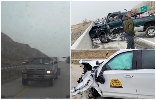 Momentul când un polițist intră intenționat cu mașina într-o camionetă care circula pe contrasens, pe o autostradă din Statele Unite | VIDEO