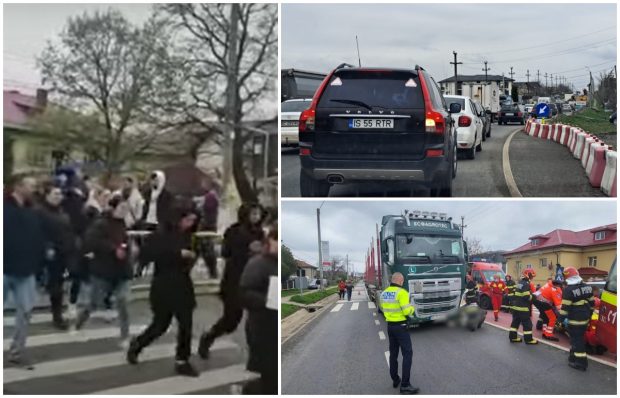 Zeci de oameni traversează cu lumânări aprinse pe trecerea de pietoni pe care un băiețel de 3 ani a fost strivit de un TIR, la Lețcani, în Iași | VIDEO