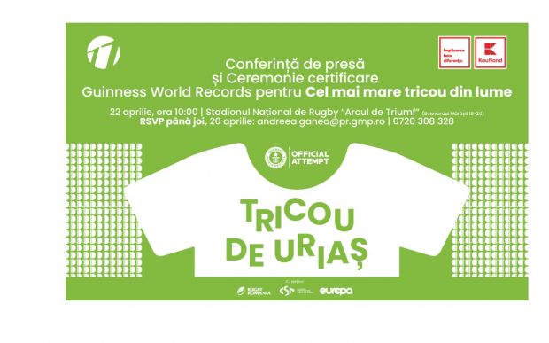România va intra în Cartea Recordurilor cu un Tricou de Uriaș. Află cum poți participa la eveniment