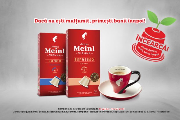 Alege cafeaua care iubește natura, în capsule Julius Meinl 100% biodegradabile. Dacă nu ești mulțumit, primești banii înapoi!