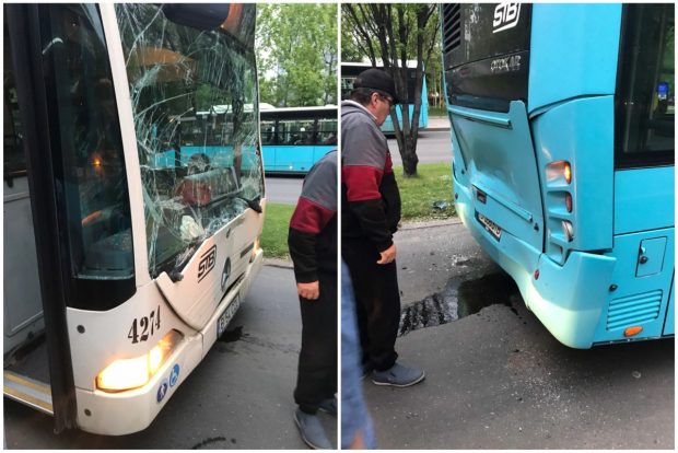 Două autobuze s-au tamponat în București. „Cel mai probabil, autobuzului vechi nu i-au ținut frânele”