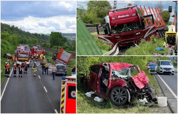 Un copil de 9 ani a văzut din cabină cum o mașină intră direct în camionul condus de tatăl lui și e pulverizată pe șosea, în Germania