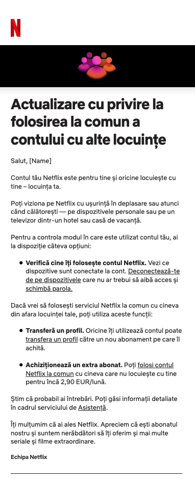 Netflix interzice „partajarea parolei” pe toate piețele sale, inclusiv în România