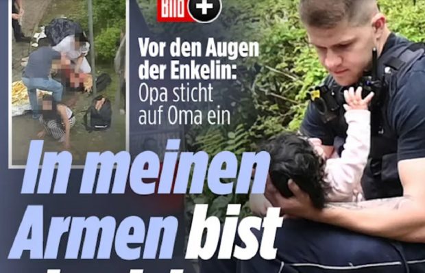 „În brațele mele ești în siguranță!” Un tânăr polițist german alină un bebeluș scos din casa unde au avut loc scene dramatice