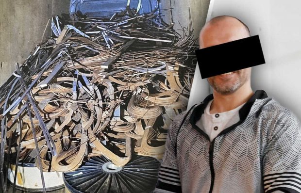 Un român a furat 8 tone de materiale dintr-un depozit cu o dubă de 3,5 tone și s-au spart cauciucurile. Poliția l-a prins când făcea pana