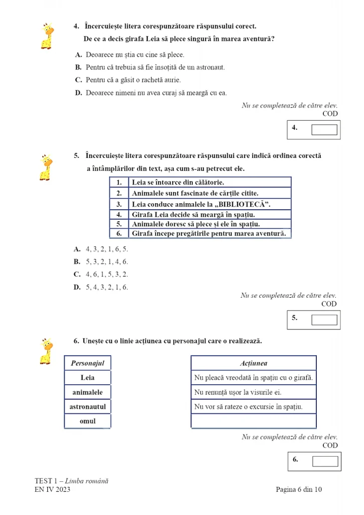 Subiectele la Limba română de la Evaluarea Națională 2023 pentru clasa a IV-a. Ce au avut de făcut elevii