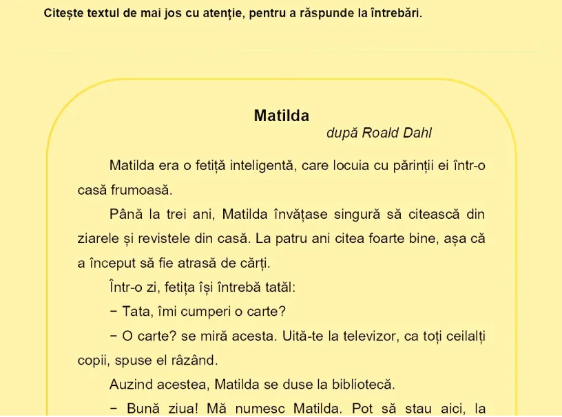 Subiectele la proba de citit limba română la evaluarea națională 2023 pentru clasa a II-a