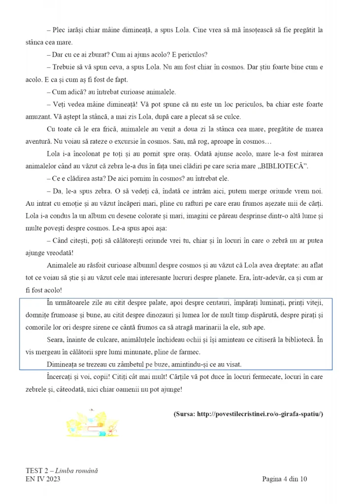 Subiectele la Limba română de la Evaluarea Națională 2023 pentru clasa a IV-a. Ce au avut de făcut elevii