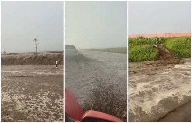 O autostradă din Ungaria a fost acoperită în câteva clipe de apă și noroi, viitura a oprit complet circulația | VIDEO