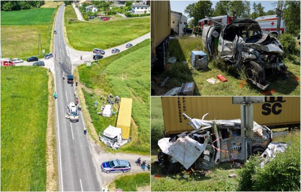 Imagini de groază cu duba în care a murit un curier român, lovit de un TIR pe o șosea din Austria