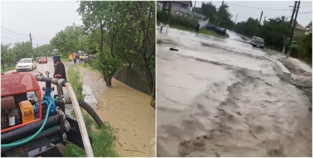 Potop în mai multe localități din Gorj, după codul roșu de ploi. Mai multe gospodării au fost inundate. FOTO