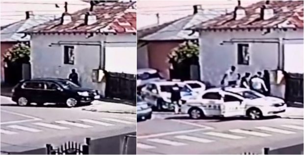 Momentul în care elevul care a înjunghiat doi tineri în Grădina Botanică din Craiova este prins de polițiști