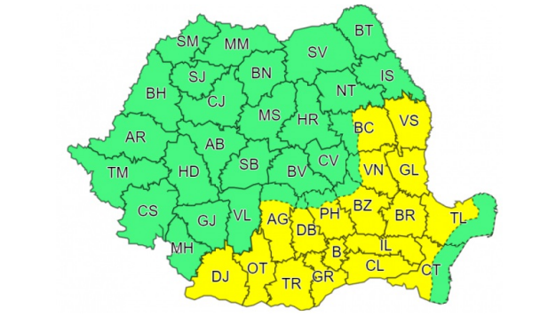Alertă de caniculă în București și în sud-estul țării. Cod galben și portocaliu de furtuni în aproape toată țara