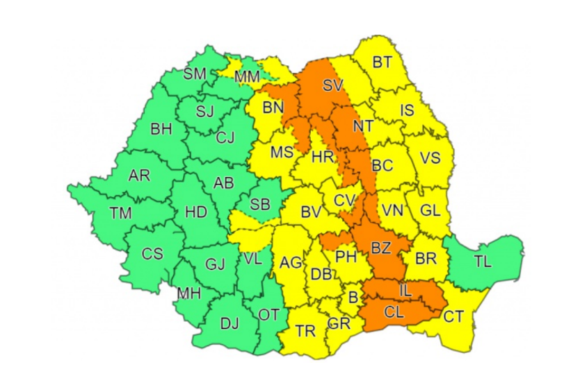 Estul țării, sub avertizări cod galben și portocaliu de vijelii. Alertă meteo și pentru București