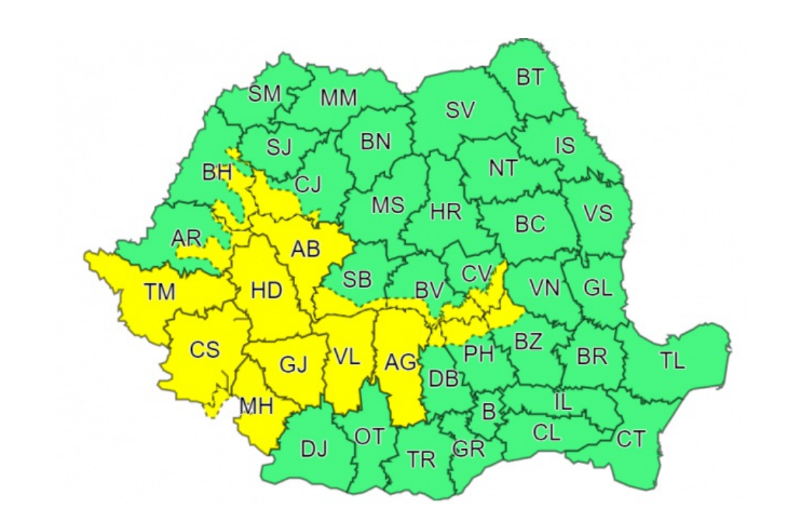 Cod galben de ploi torențiale, grindină și vijelii în mai multe județe. Care sunt zonele vizate și cum va fi vremea la București