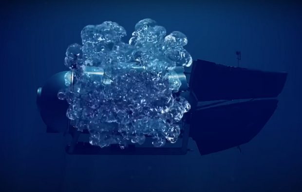 Animație cu modul în care e posibil să se fi produs „implozia catastrofală” a submarinului Titan, care i-a luat prin surprindere pe cei cinci pasageri