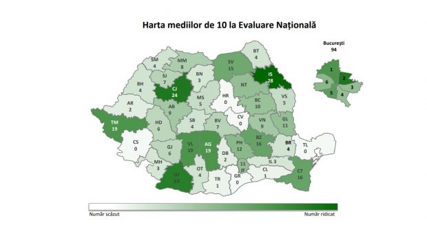 Evaluarea Națională 2023. Unde au fost obținute cele mai multe medii de 10. Topul județelor