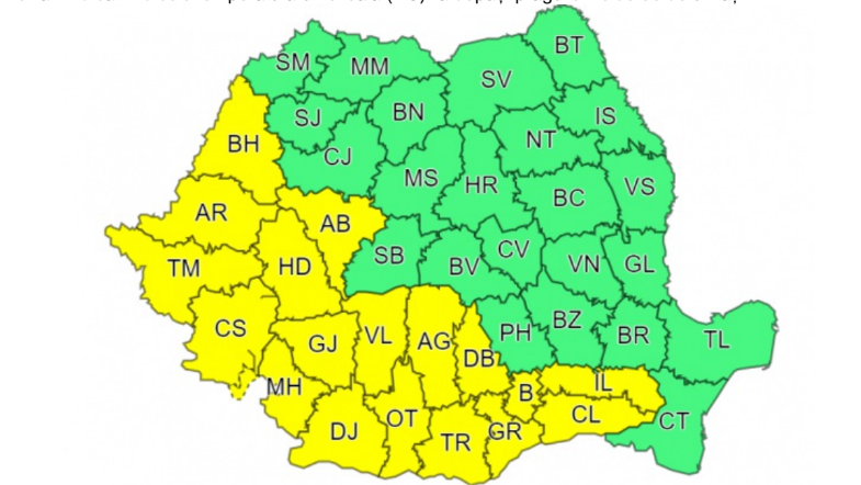 România, împărțită între caniculă și ploi torențiale. Zonele în care sunt așteptate furtuni