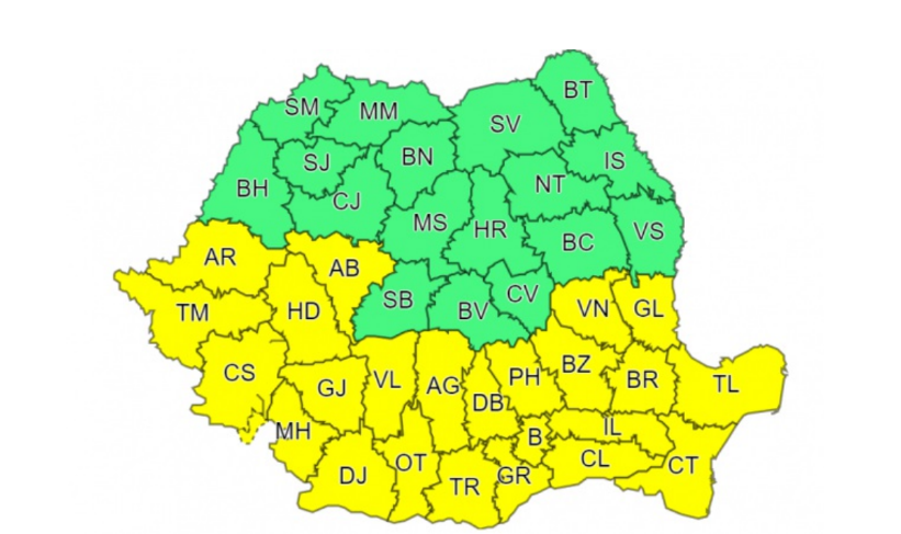 România, împărțită între caniculă și ploi torențiale. Zonele în care sunt așteptate furtuni