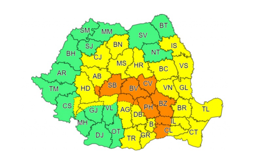 Ploi torențiale și vijelii, anunțate în cea mai mare parte din țară. Care sunt zonele vizate