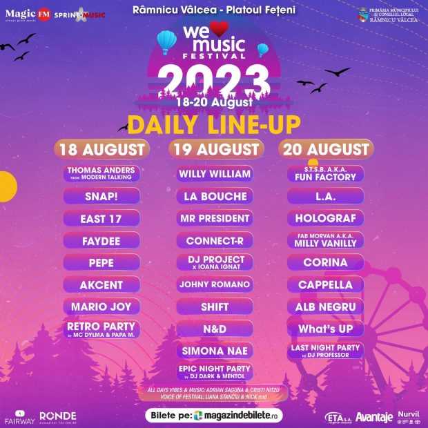 Trei zile de muzică bună și de artiști memorabili la Râmnicu Vâlcea! Cum arată daily line-up-ul pentru a doua ediție We Love Music Festival !