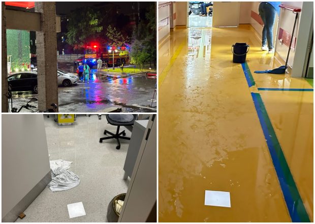 Unitatea de Primiri Urgențe de la Spitalul „Bagdasar-Arseni”, care a costat 3,5 milioane de euro, inundată după ploaie. Pacienții, mutați la „Sf. Ioan” | VIDEO