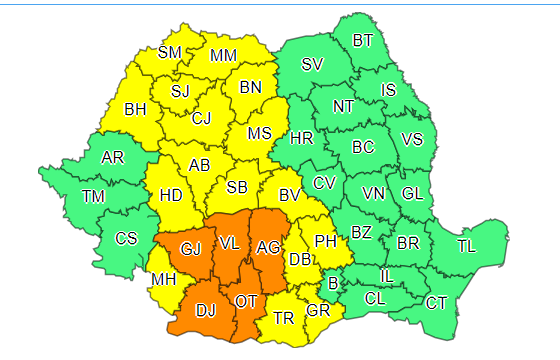 După caniculă, vin vijeliile! Zonele aflate de azi sub avertizare cod portocaliu și galben de furtuni