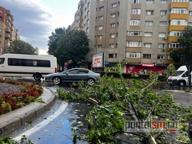 Pagube în mai multe județe din țară, în urma vijeliilor: zeci de copaci căzuți, mașini avariate și acoperișuri luate de vânt