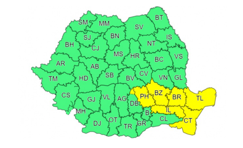 Alerte de caniculă și furtuni în cea mai mare parte a țării. Zonele vizate de vijelii