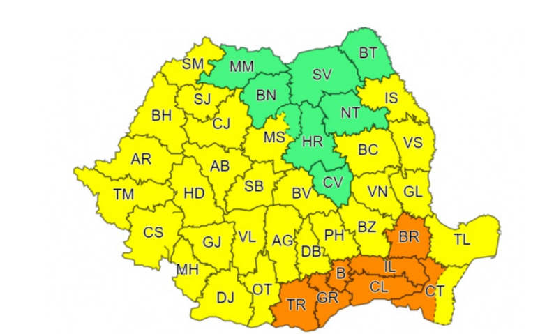 Alerte de caniculă în cea mai mare parte a țării. Zonele aflate sub cod portocaliu
