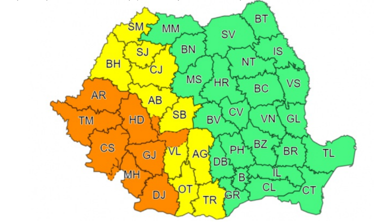 După caniculă, vin vijeliile. Zonele aflate sub cod portocaliu de ploi torențiale
