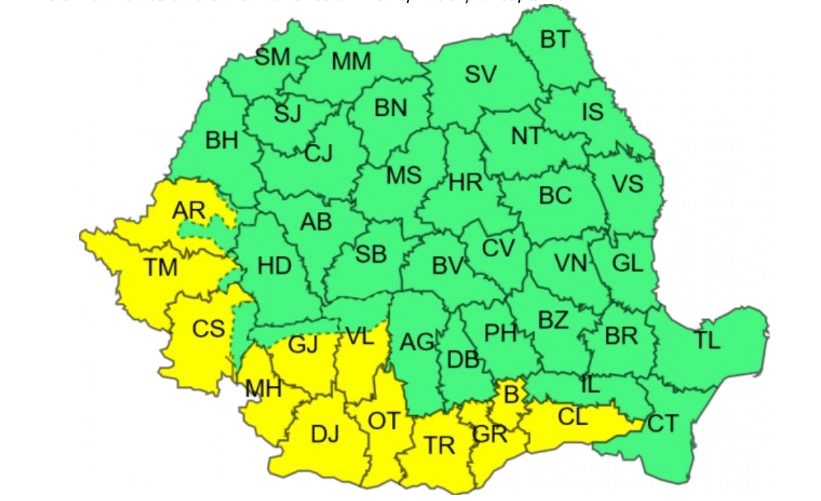 Noi alerte de caniculă în aproape toată România. Zonele vizate de vijelii
